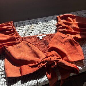 Burnt Orange Silky Soft Tie-Front Top
